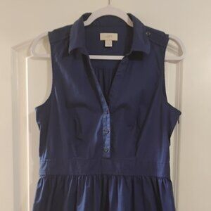 LOFT Navy Sleeveless Shirt Dress – Classic Collared Style